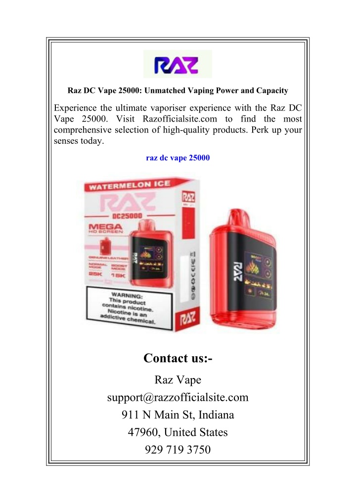 raz dc vape 25000 unmatched vaping power