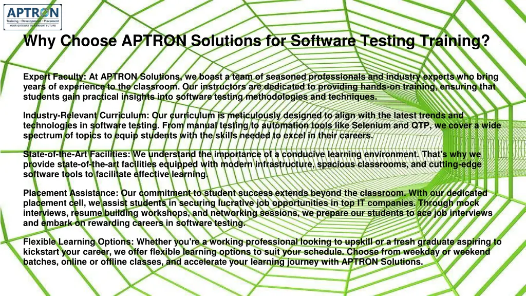 why choose aptron solutions for software testing