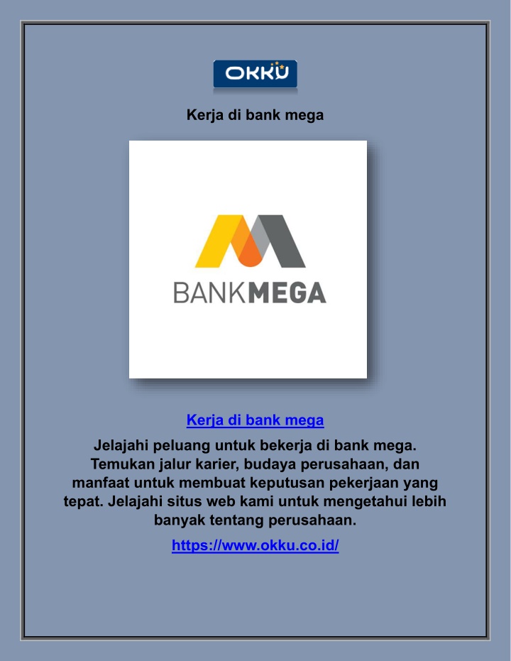 kerja di bank mega