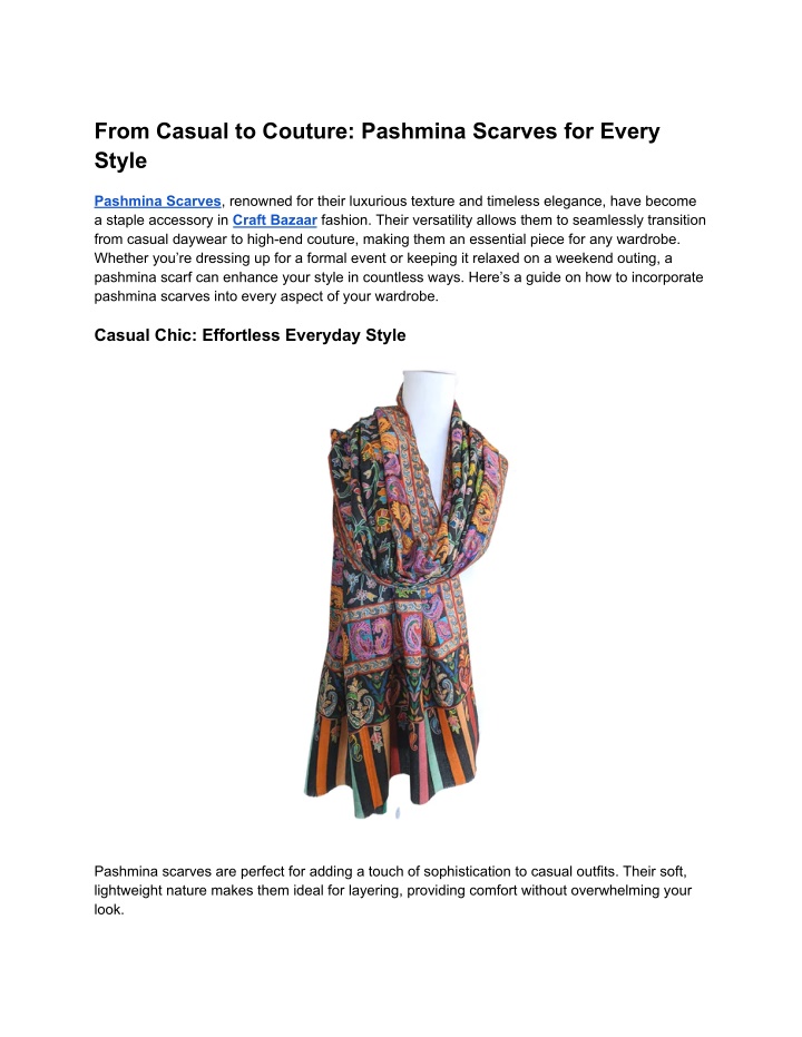 from casual to couture pashmina scarves for every