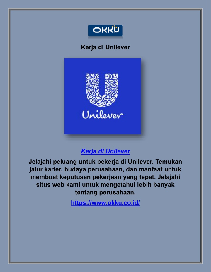 kerja di unilever