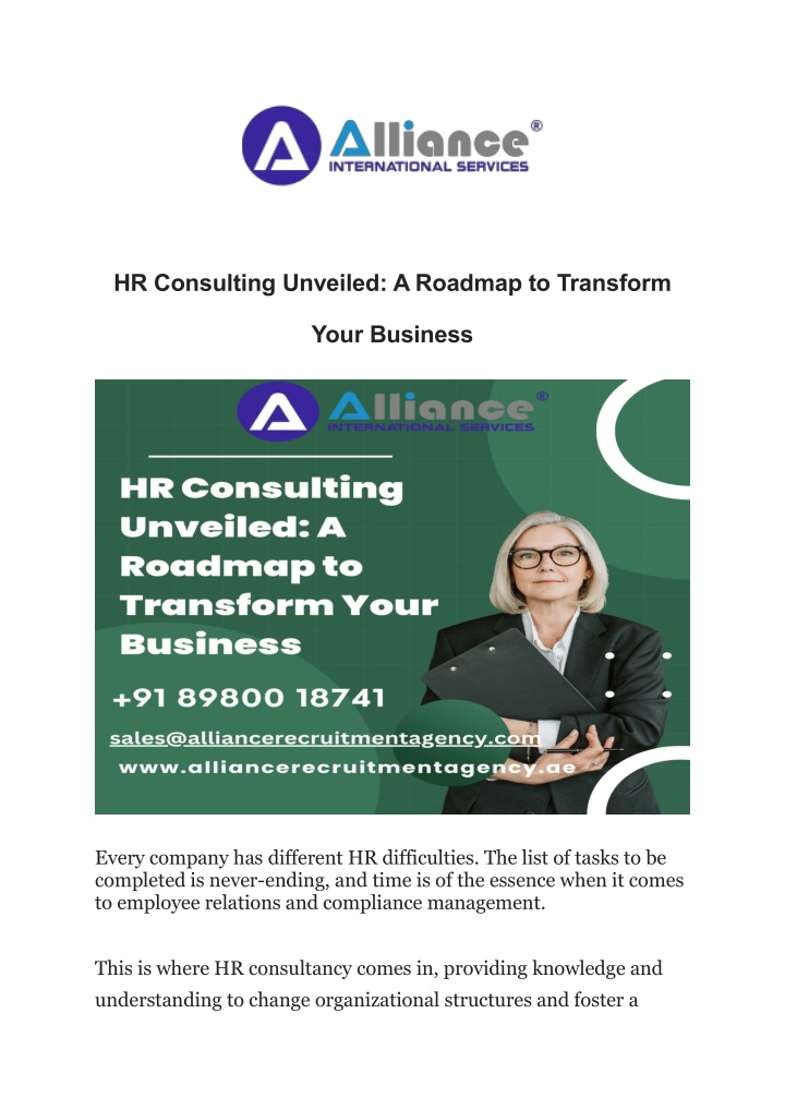 hr consulting unveiled a roadmap to transform