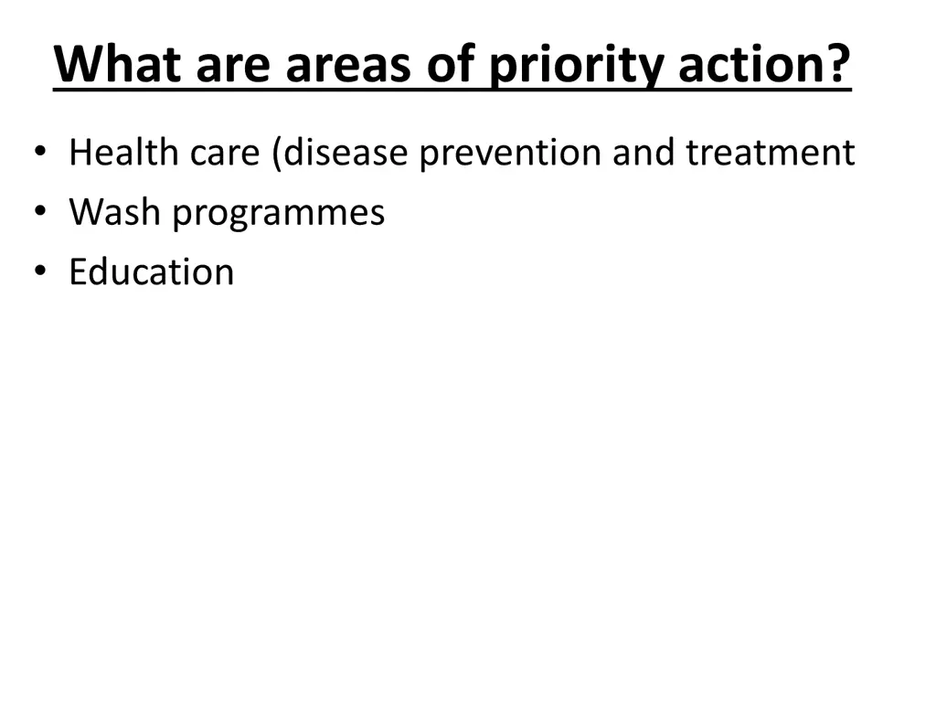 what are areas of priority action