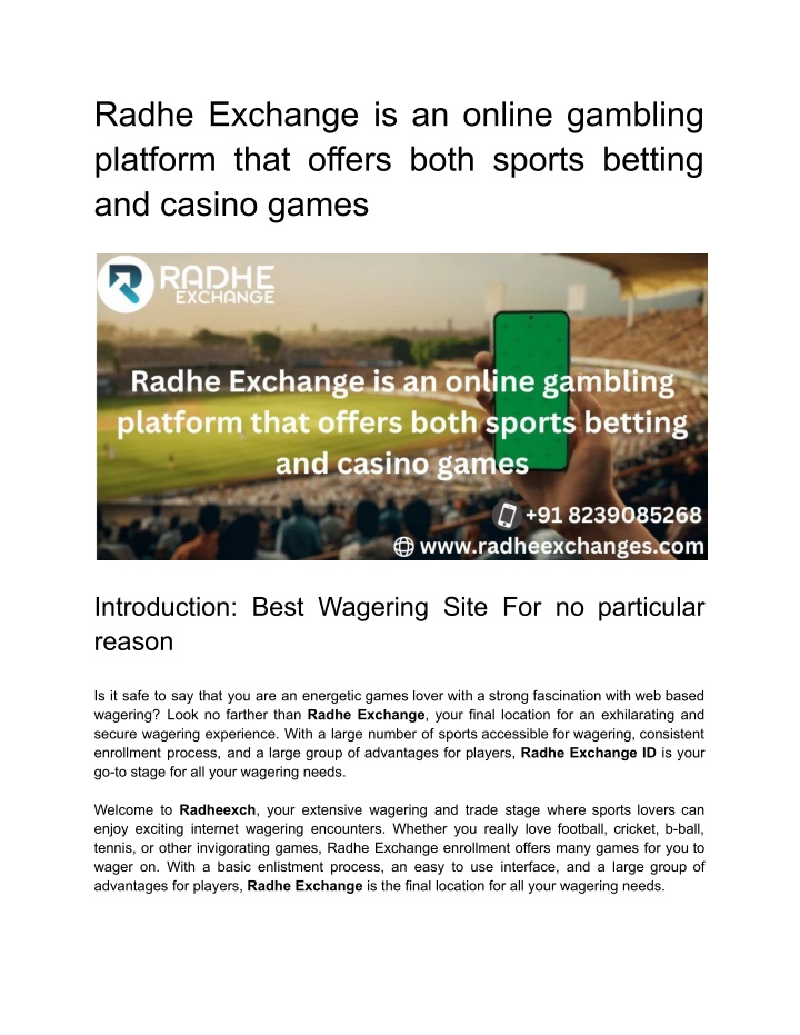 radhe exchange is an online gambling platform