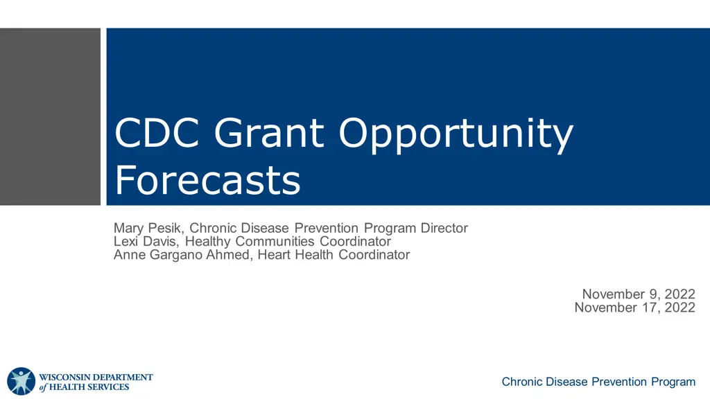 cdc grant opportunity forecasts
