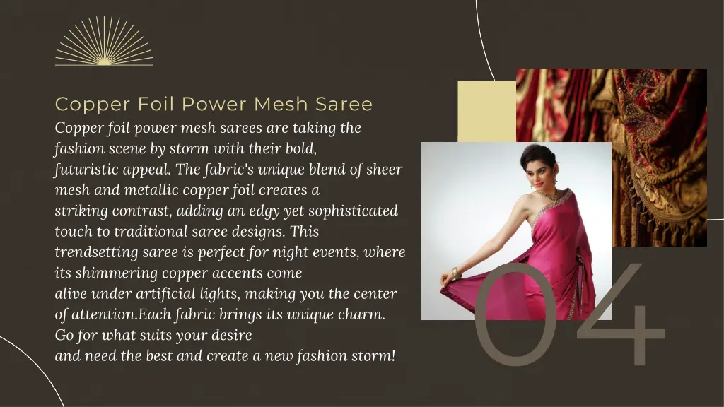 copper foil power mesh saree copper foil power