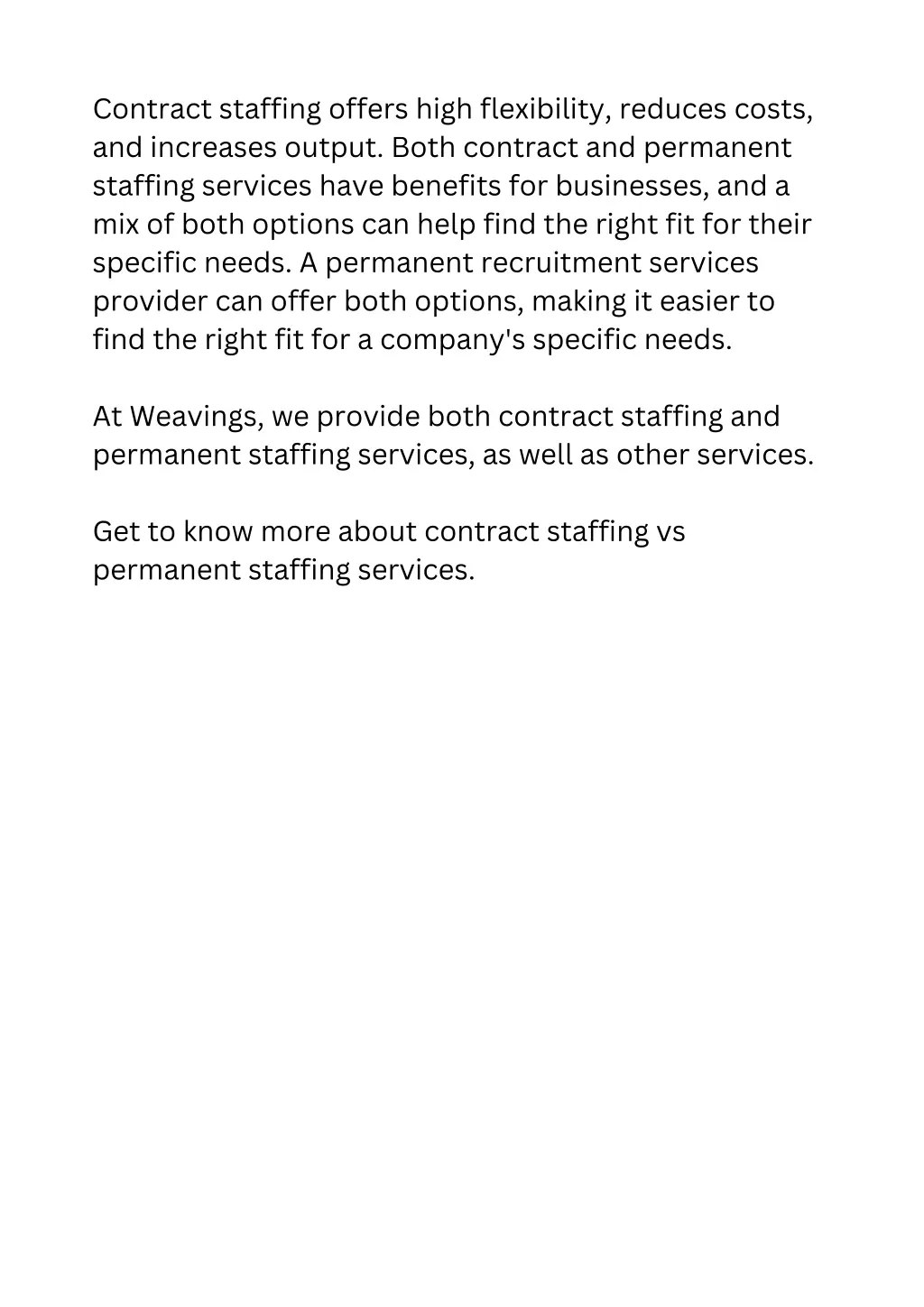 contract staffing offers high flexibility reduces