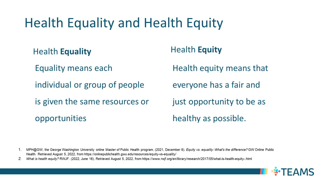 health equality and health equity