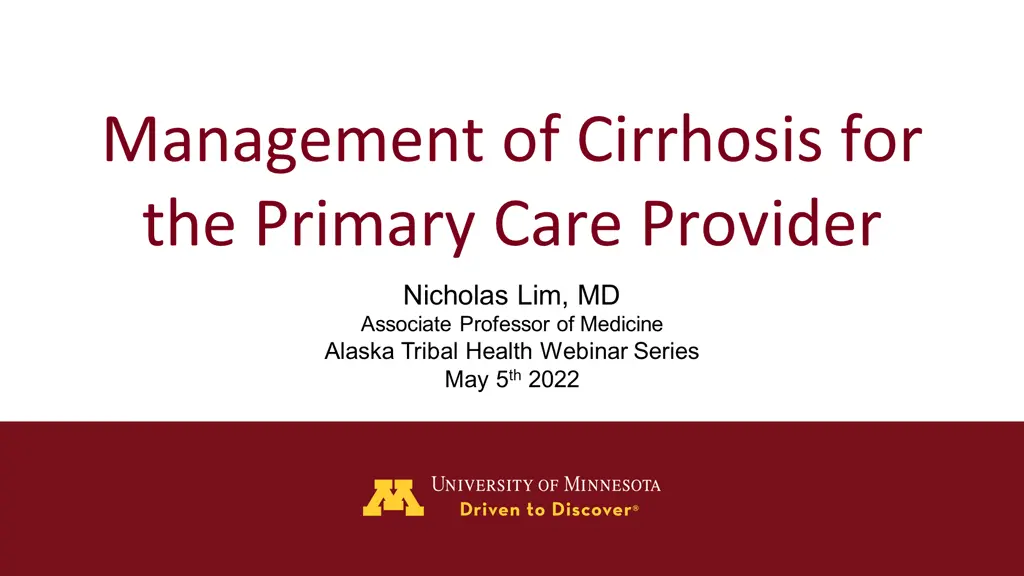 management of cirrhosis for the primary care