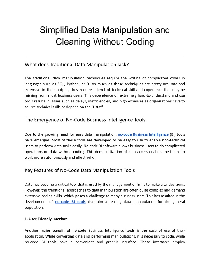 simplified data manipulation and cleaning without