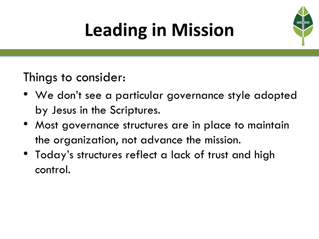 leading in mission