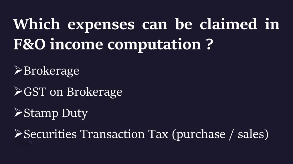 which expenses can be claimed in f o income