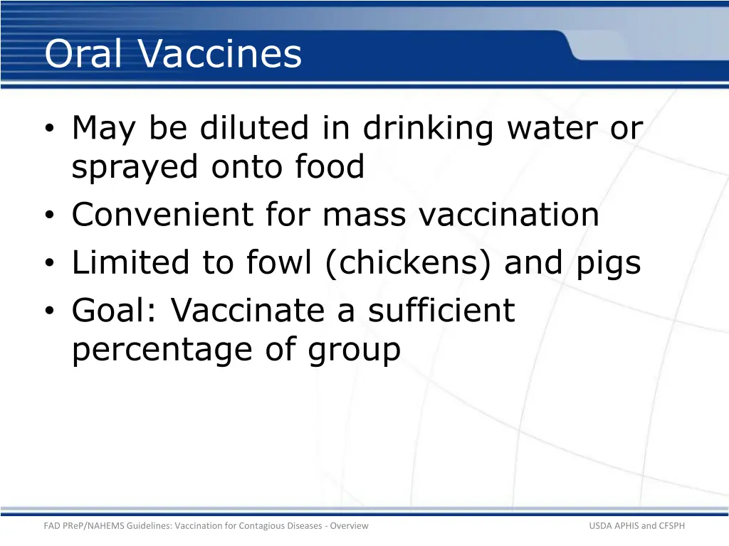 oral vaccines