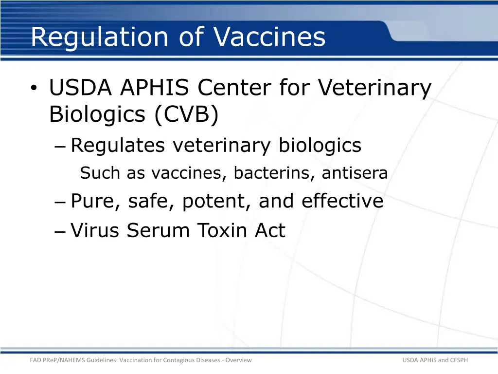 regulation of vaccines