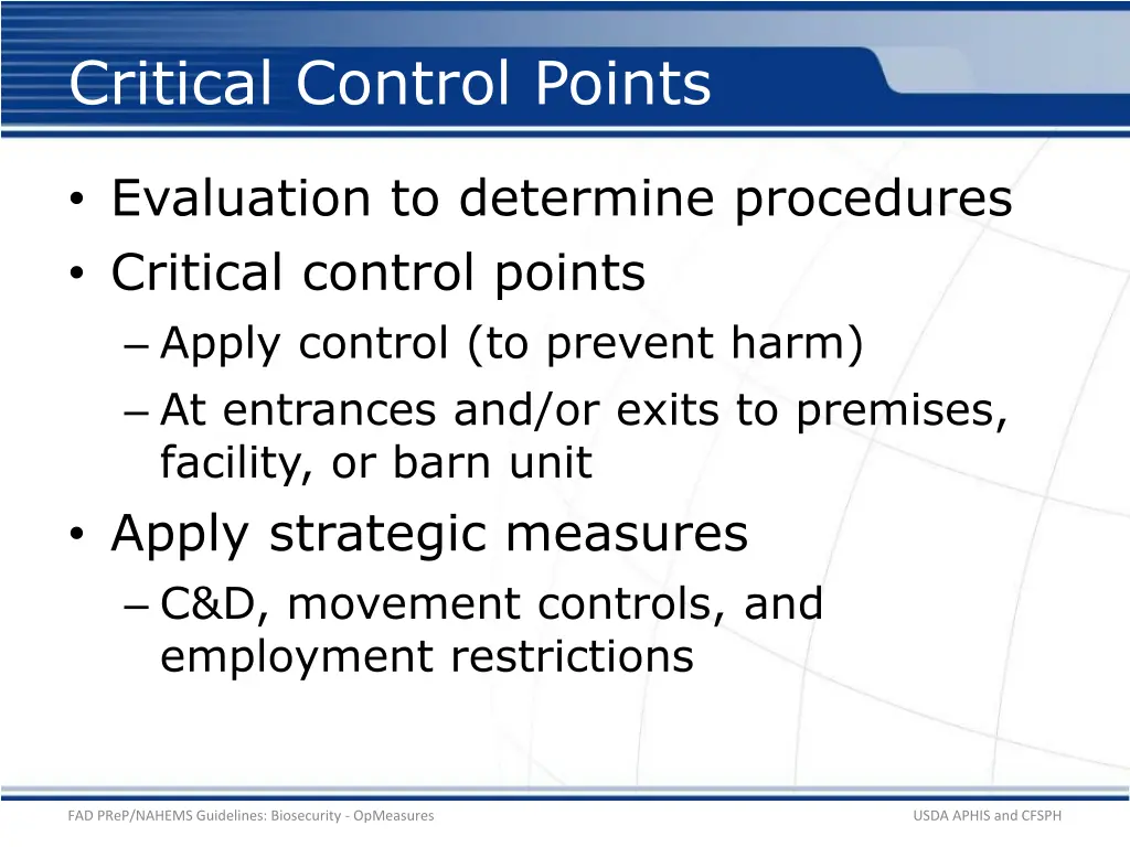 critical control points