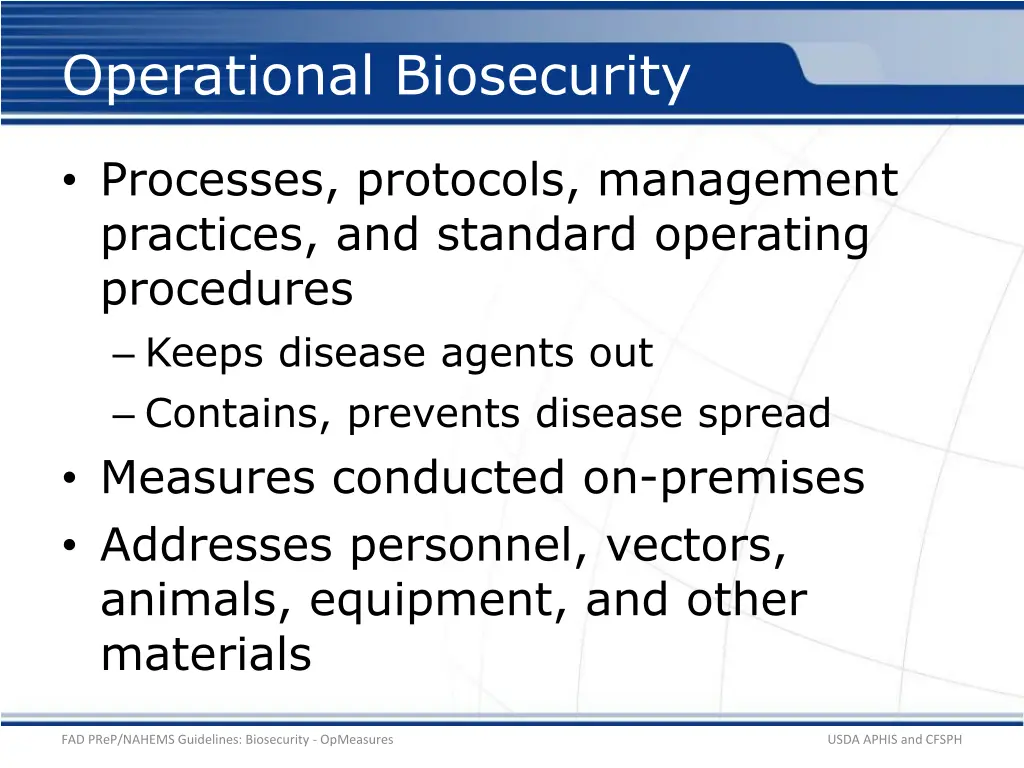 operational biosecurity