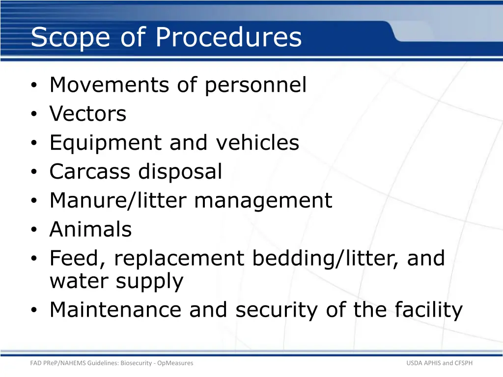 scope of procedures