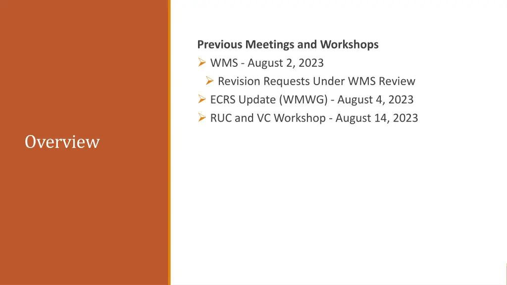 previous meetings and workshops wms august 2 2023