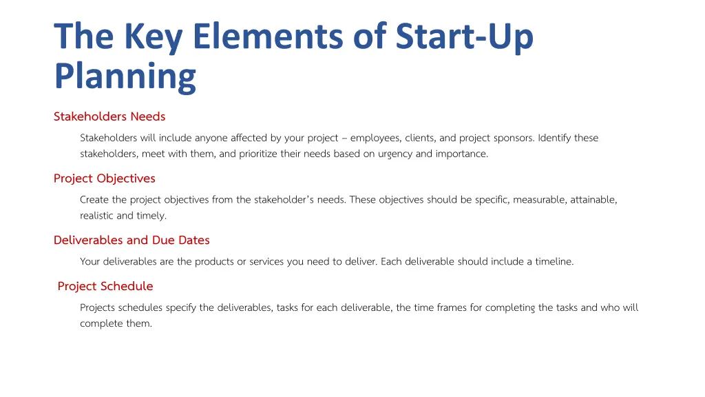 the key elements of start up planning 1