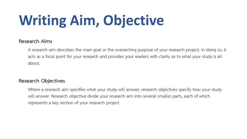 writing aim objective