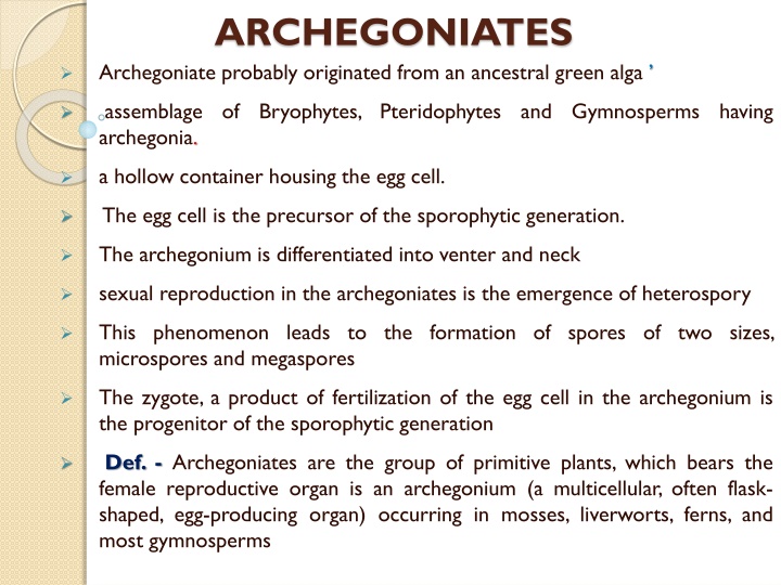 archegoniates archegoniate probably originated