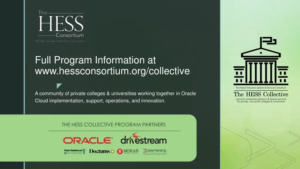 full program information at www hessconsortium
