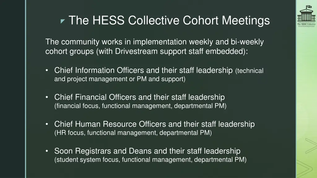 the hess collective cohort meetings
