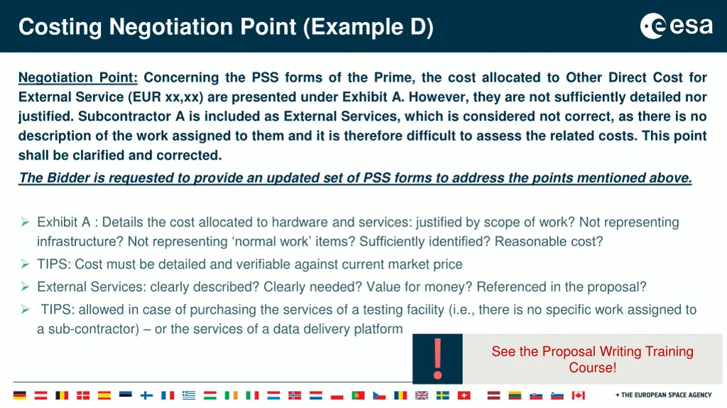 costing negotiation point example d