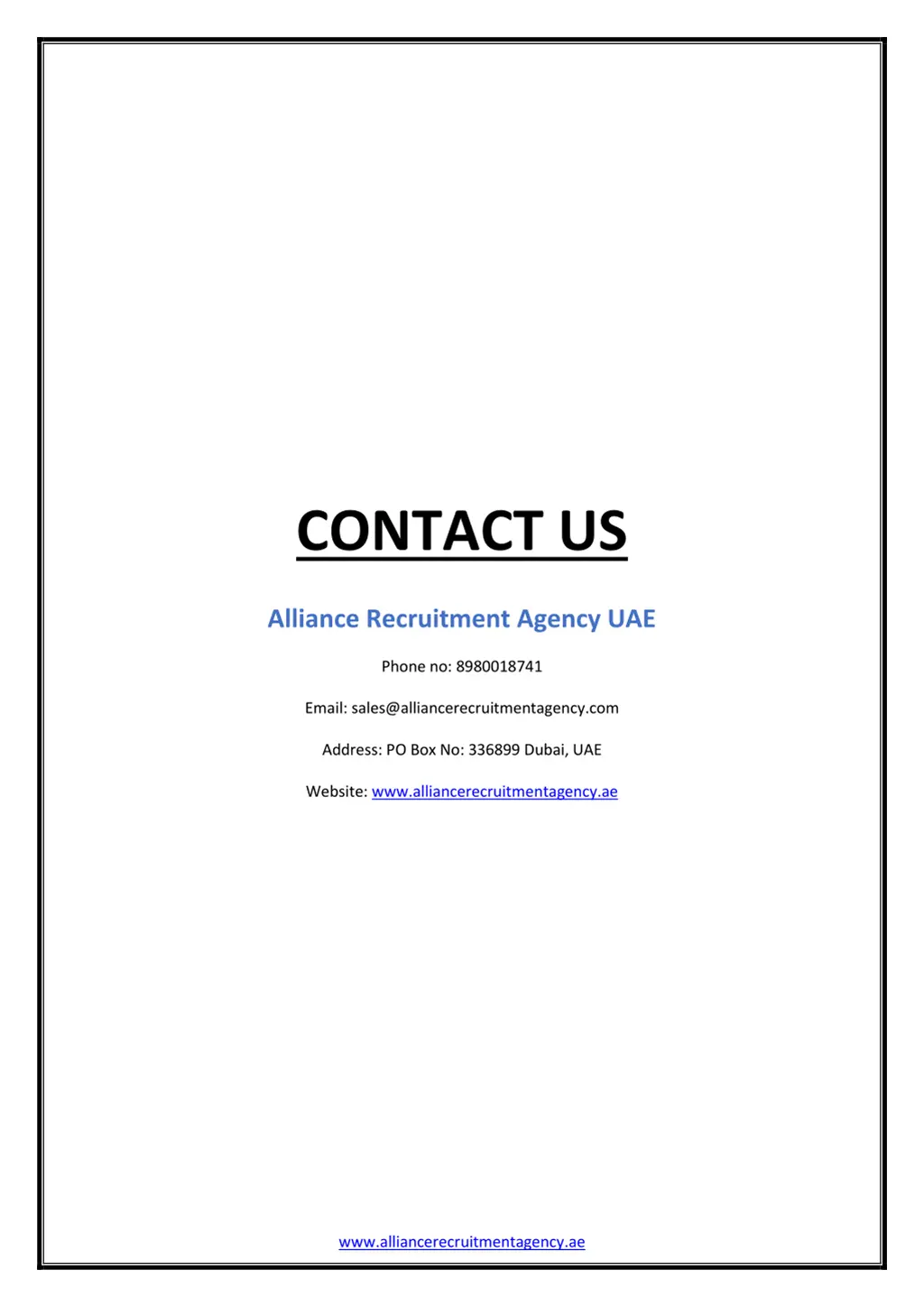 contact us alliance recruitment agency uae phone