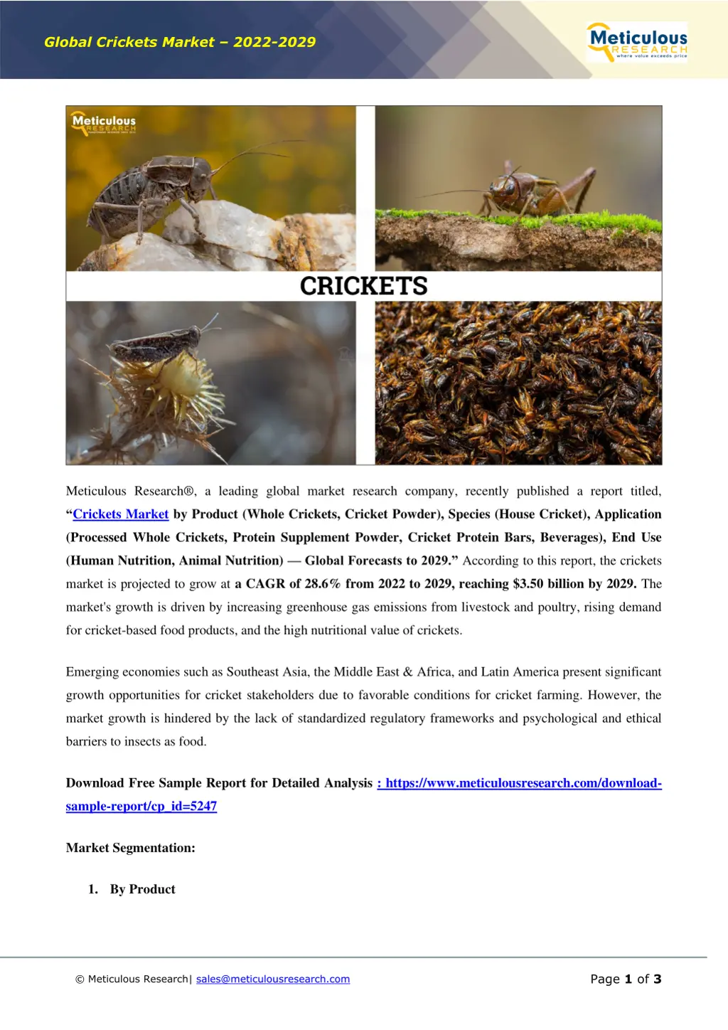 global crickets market 2022 2029