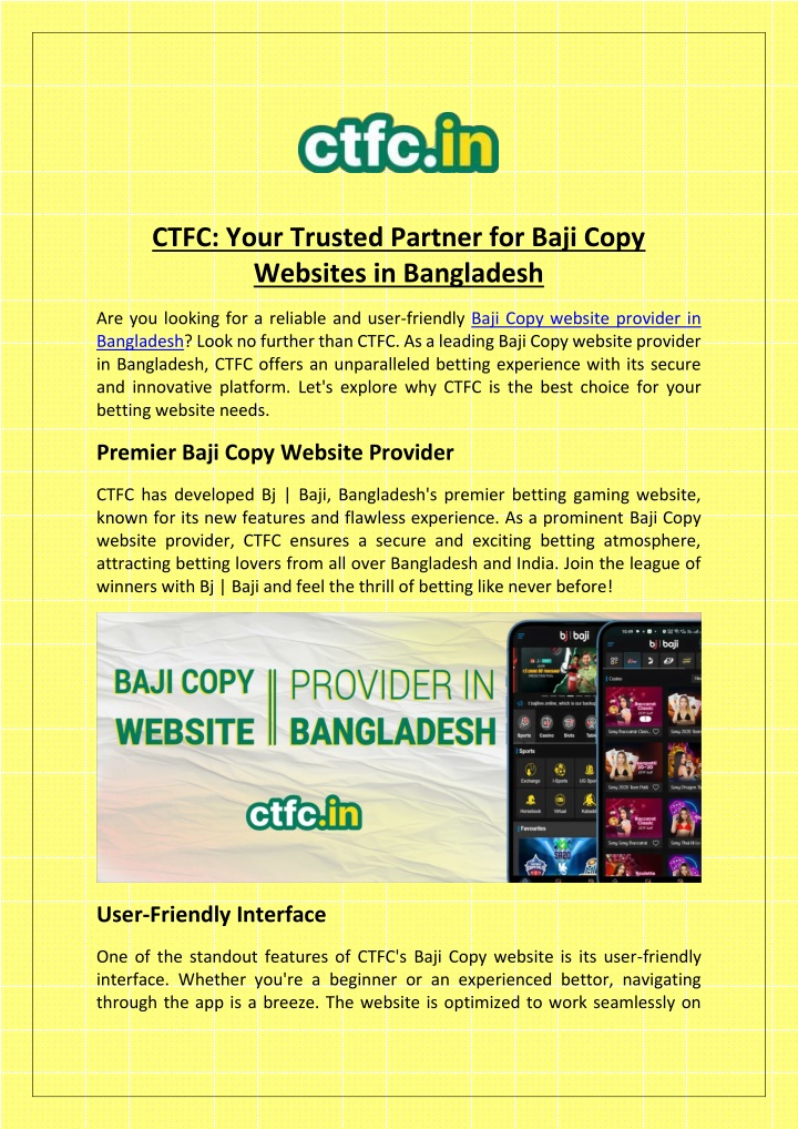 ctfc your trusted partner for baji copy websites