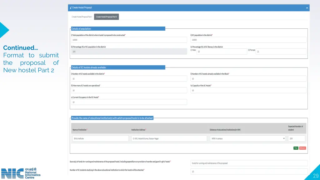 continued format to submit the proposal