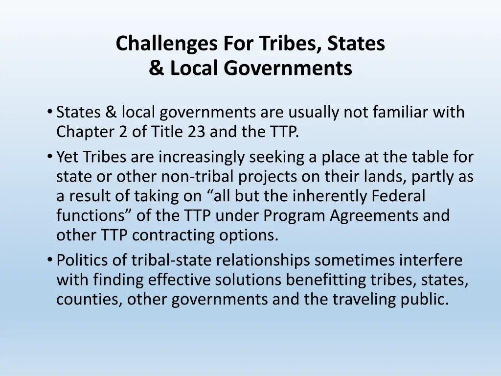 challenges for tribes states local governments