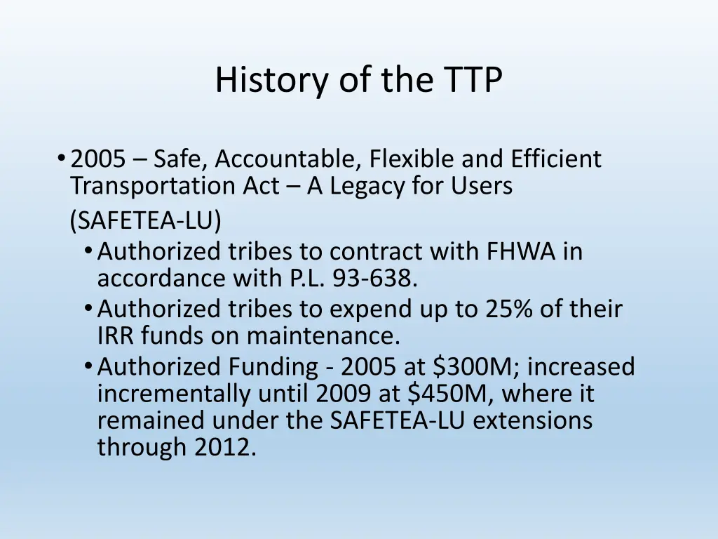 history of the ttp 2