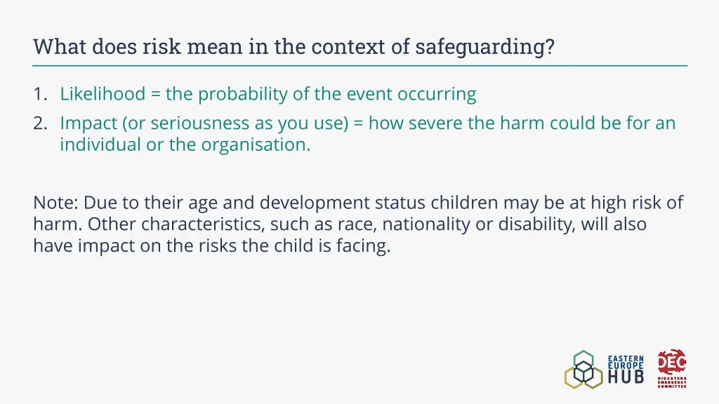 what does risk mean in the context of safeguarding