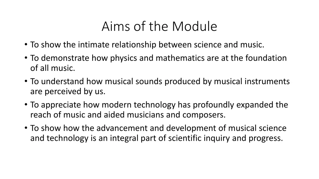 aims of the module