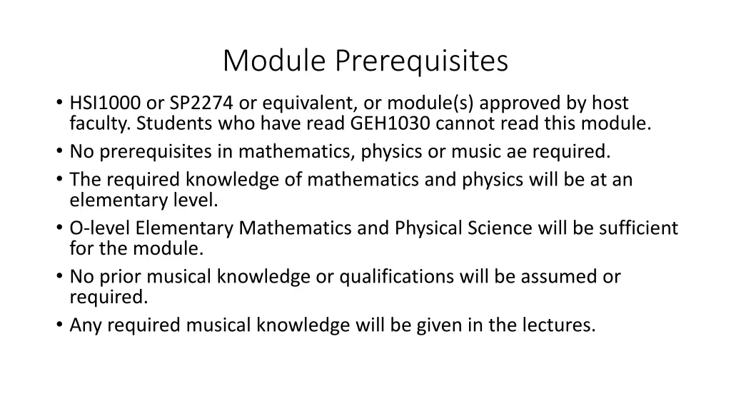 module prerequisites