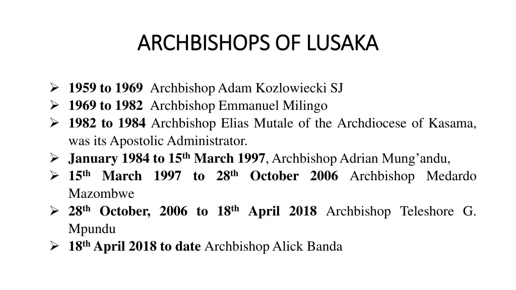 archbishops of lusaka archbishops of lusaka