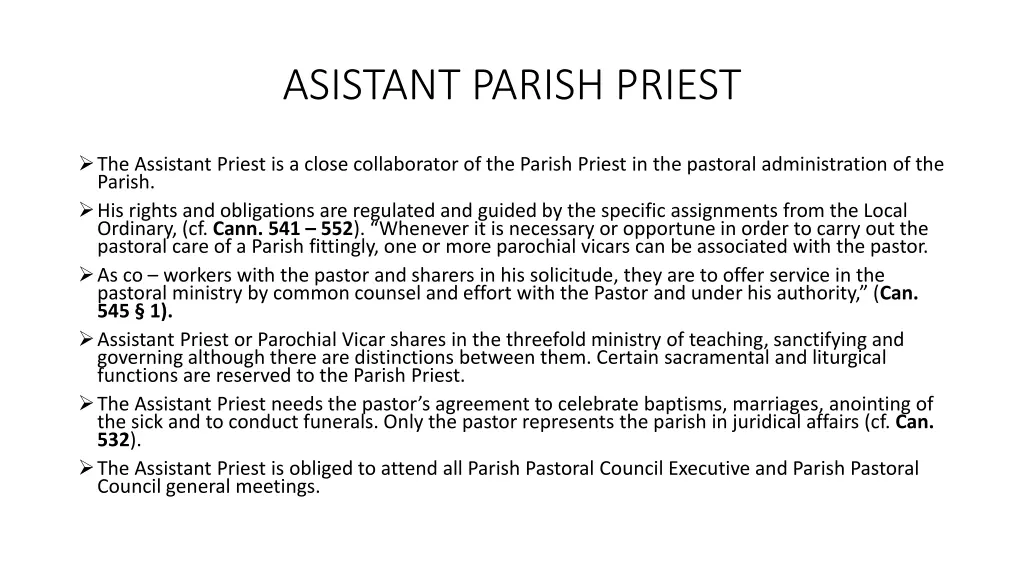 asistant parish priest