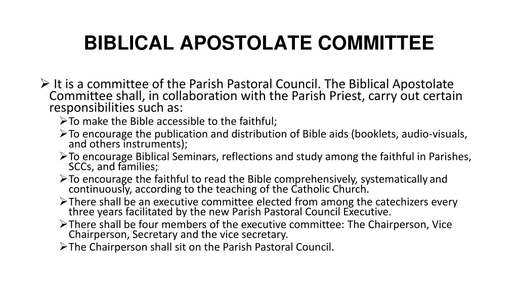 biblical apostolate committee