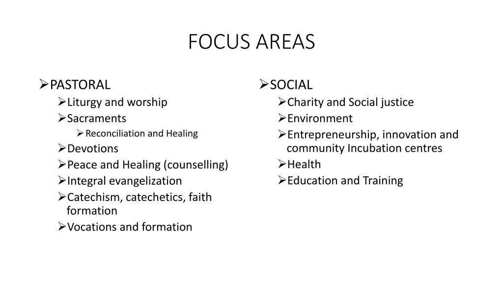 focus areas