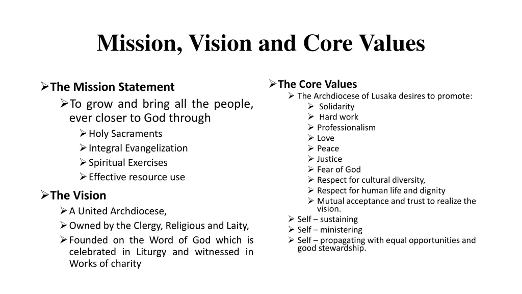 mission vision and core values