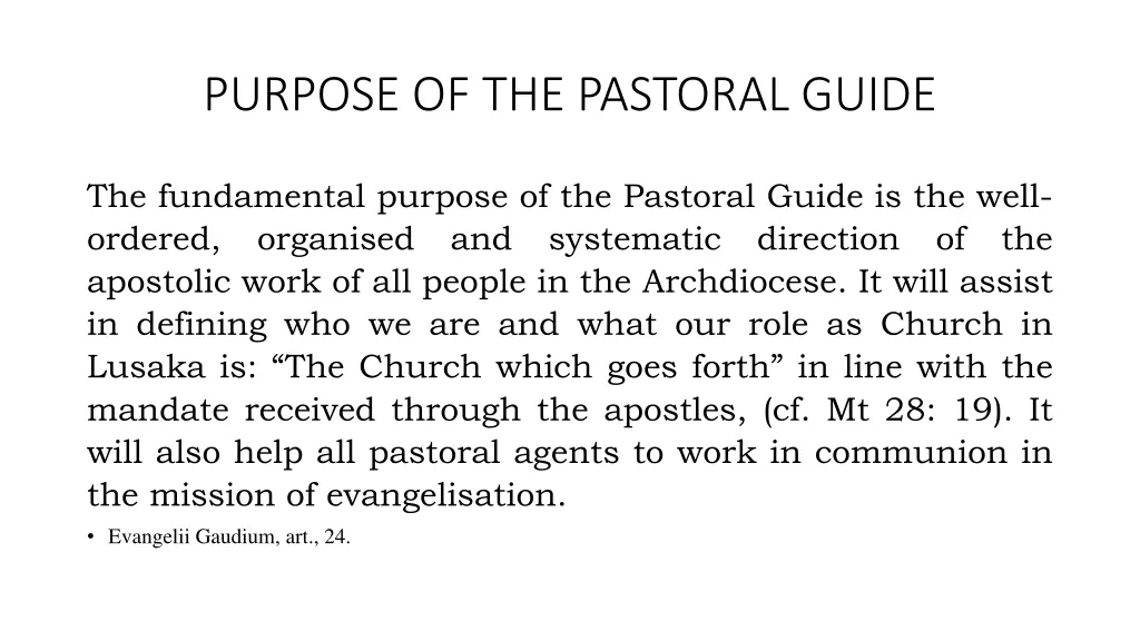 purpose of the pastoral guide