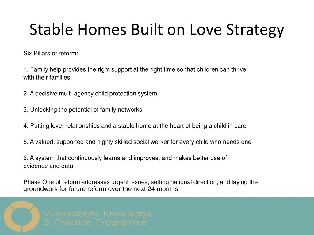 stable homes built on love strategy
