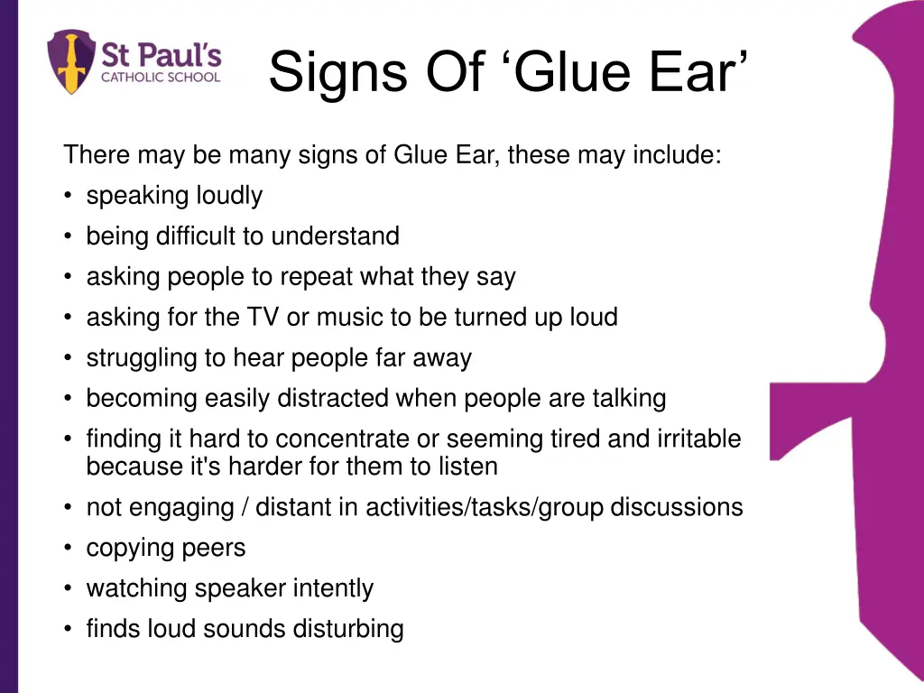 signs of glue ear