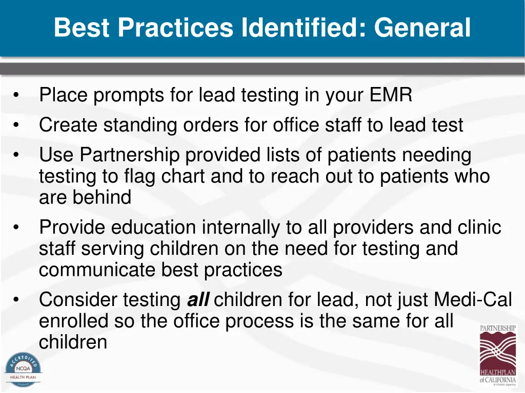 best practices identified general