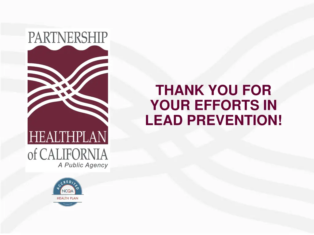 thank you for your efforts in lead prevention