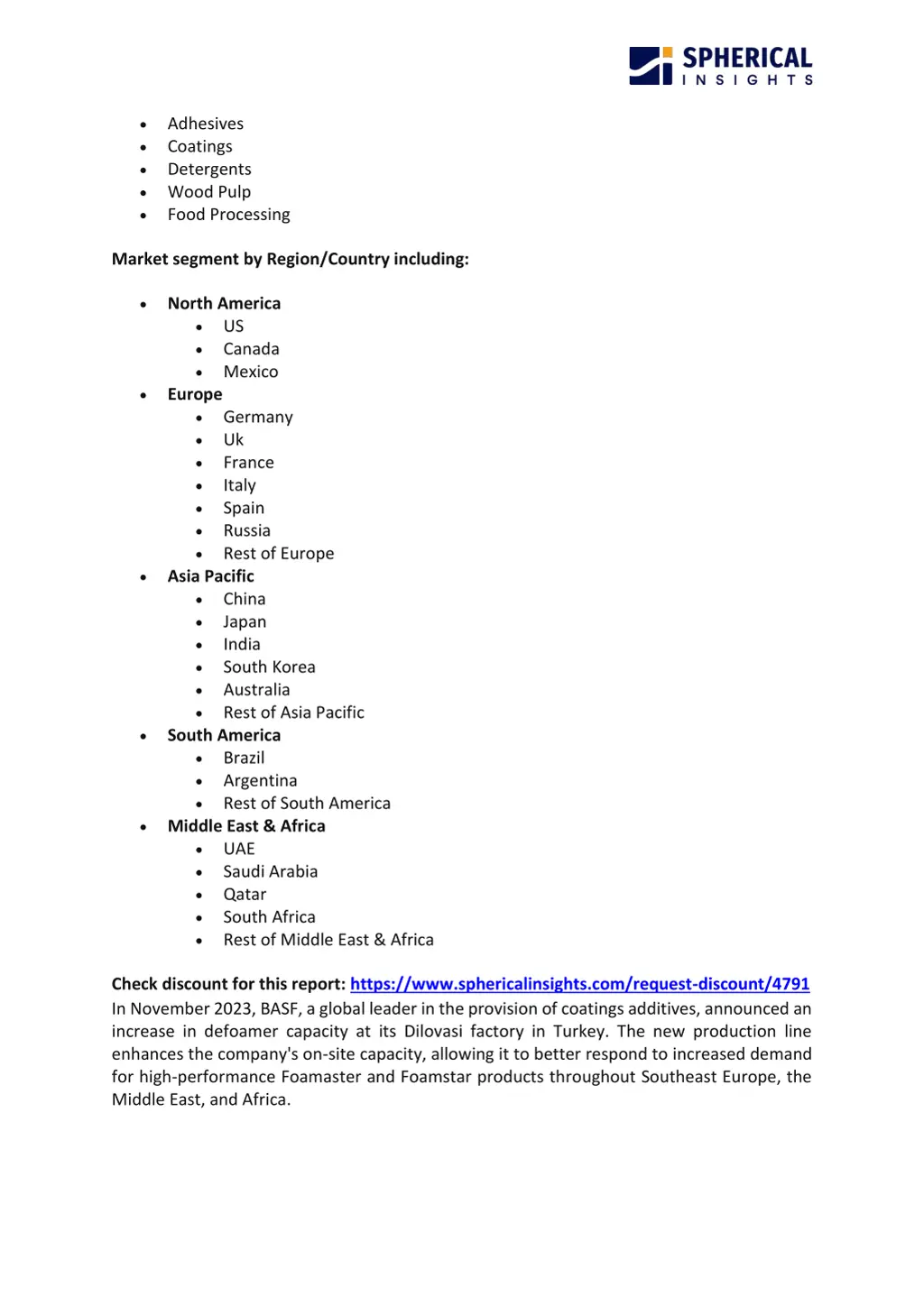 adhesives coatings detergents wood pulp food