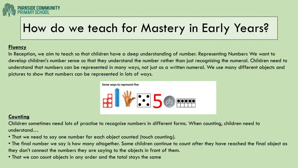 how do we teach for mastery in early years