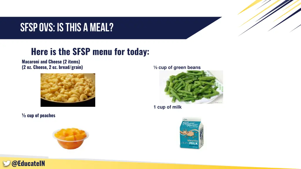 here is the sfsp menu for today macaroni